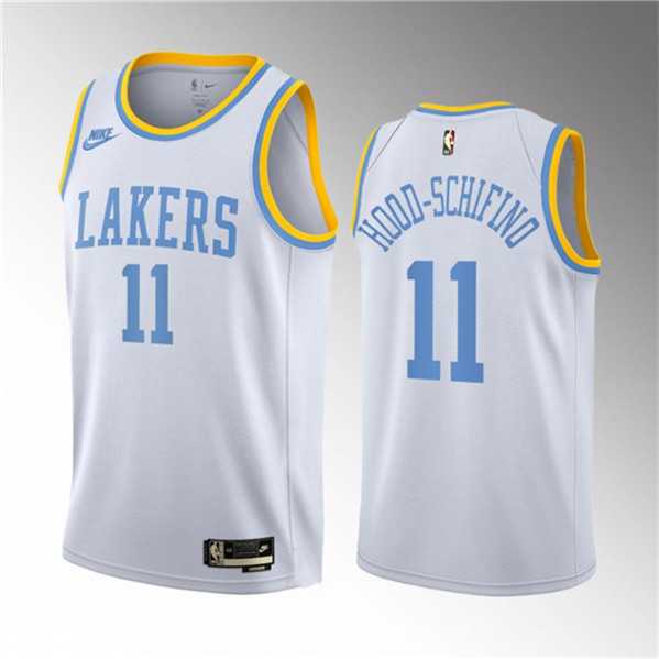 Men%27s Los Angeles Lakers #11 Jalen Hood-Schifino White 2023 Draft Classic Edition Stitched Basketball Jersey Dzhi